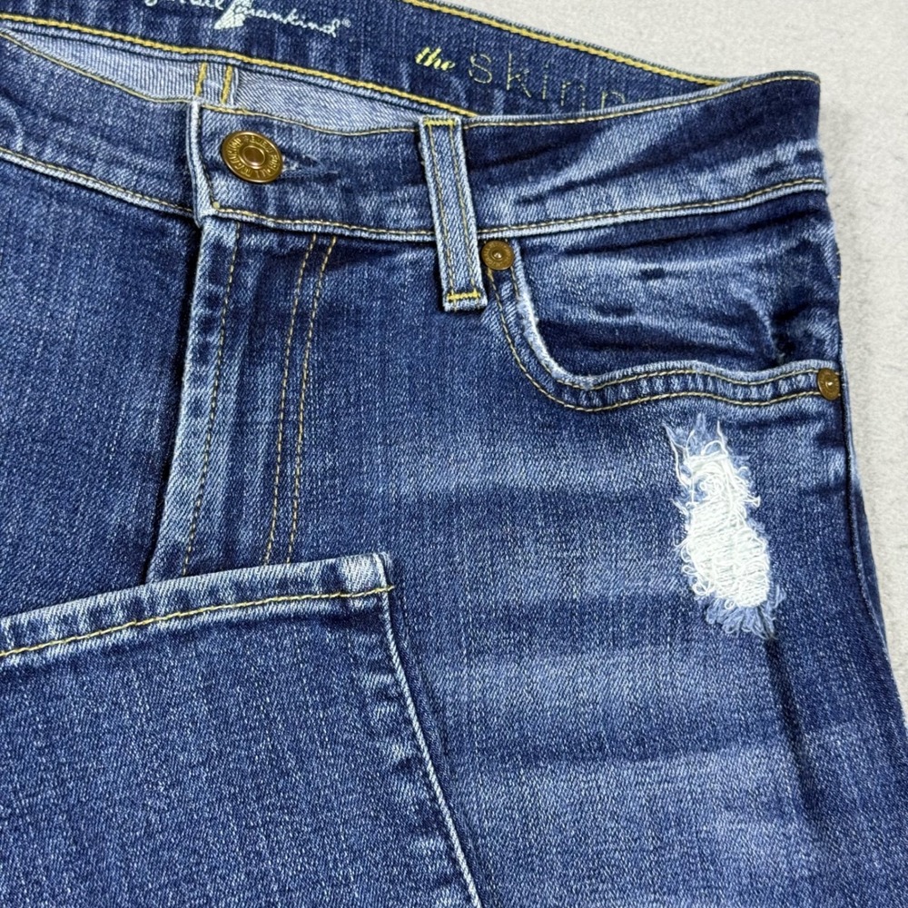 7 For All Mankind The Skinny Distressed Ripped Jeans Medium Wash Womens 27